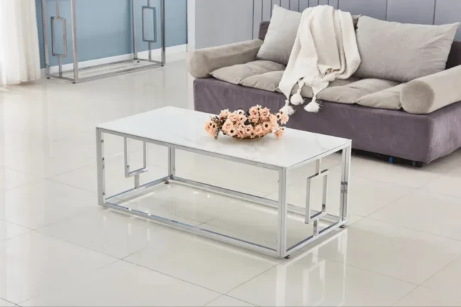 Table Basse Sophie Pieds Chrome 120x60x45 CM