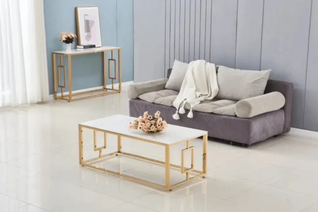 Table Basse Sophie Pieds Gold 120x60x45 CM