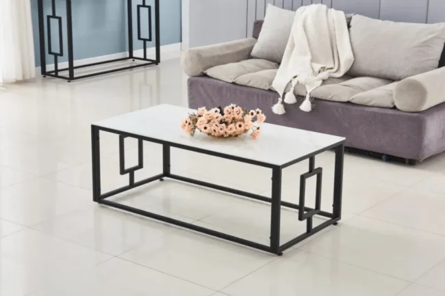 Table Basse Sophie Pieds Noir 120x60x45 CM