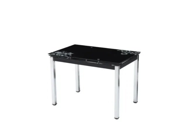 Table Extensible Lotus Noir Pied Chrome 110x170x70x75 CM