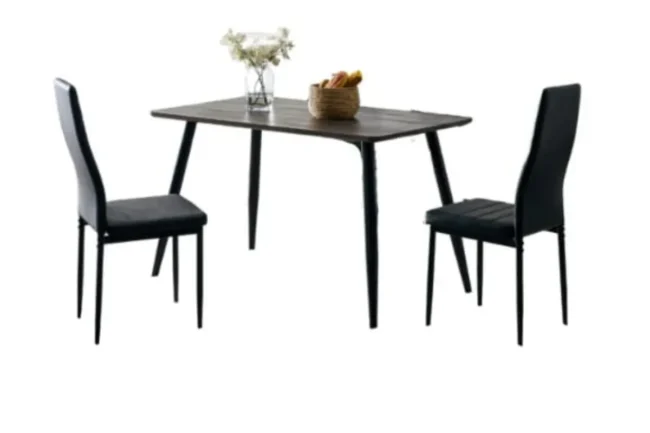 Table Repas Ammo Metal Noir Plateau En Chene Griffee 120X70 CM