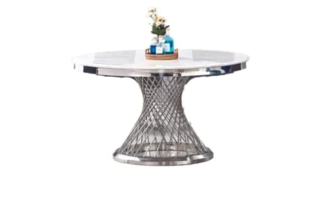 Table Repas Deluxe Chrome Marbre Blanc 130X75 CM