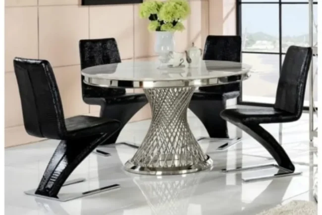 Table Repas Deluxe Chrome Marbre Blanc 130X75 CM