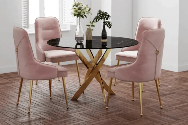 Table Repas Jessica Gold Pieds Dore