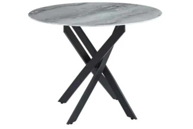 Table Repas Jessica Metal Noir Marbre Gris