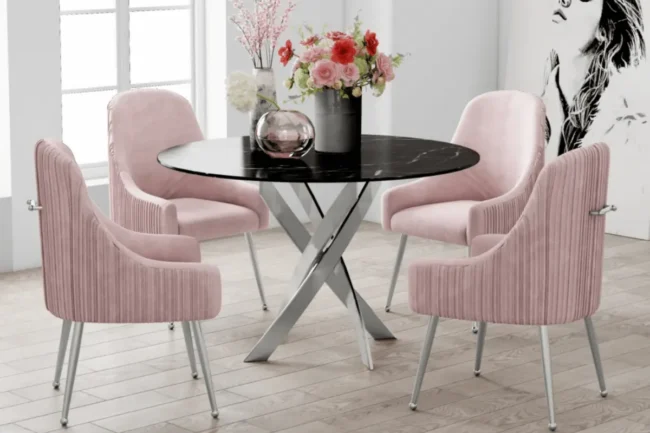 Table Repas Jessica Pieds Chrome