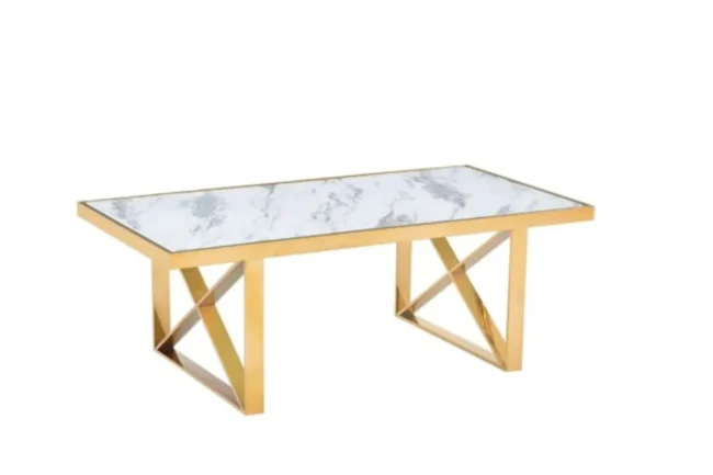 Table Repas Levanto Gold Marbre Blanc 180X90CM