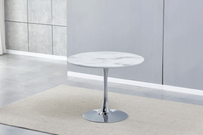 Table a Manager Rosa Pied Argent 100x100x75CM