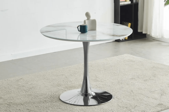 Table a Manager Rosa Pied Argent 100x100x75CM