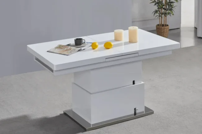 Table a Rallonge Relevable Automatique Blanc 135x170