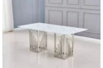 Table é manger marbre blanc argent RITA