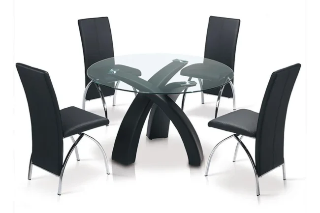 Table é manger ronde noir Avec 4 chaises GORE