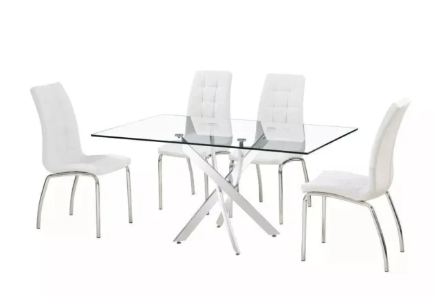 Table repas 6 chaises blanches DESIGN