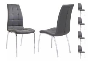 Table laqué blanc 6 chaises gris TOE - Image 2