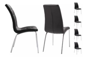 Table ronde chromé et chaises noires DESIGN - Image 4