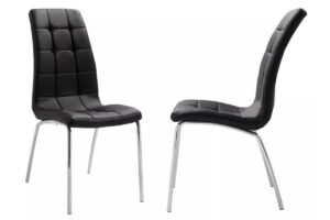 Table ronde chromé et chaises noires DESIGN - Image 2