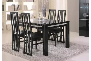 Table é manger et chaise noir ROMA Crome