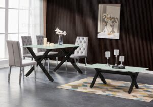 Table ? manger en verre pied noir CROSS - Image 3