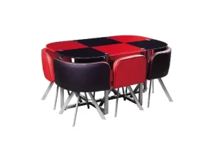 Table manger 6 chaises rouge SPACE - Image 2