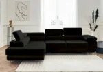Canape D’angle Toulouse Velours Noir 270×196 cm