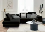 Canape D’angle Toulouse Velours Noir 270×196 cm