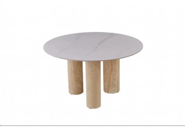 TABLE REPAS ANAIS PIEDS METAL TRAVERTIN  120 CM - Image 6