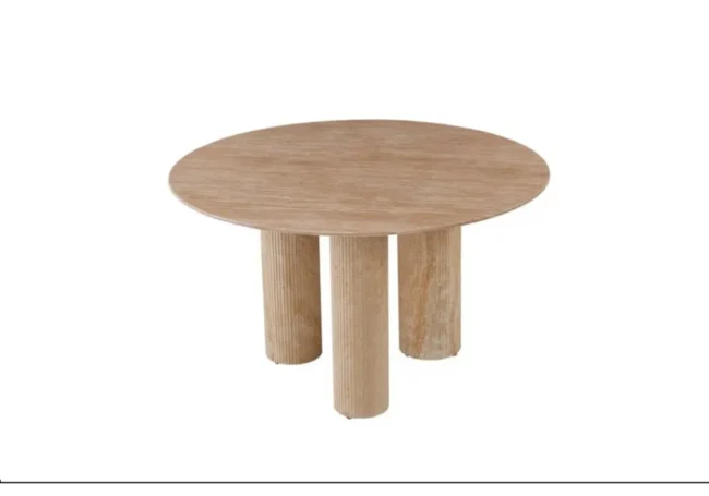 TABLE REPAS ANAIS PIEDS METAL TRAVERTIN 120 CM
